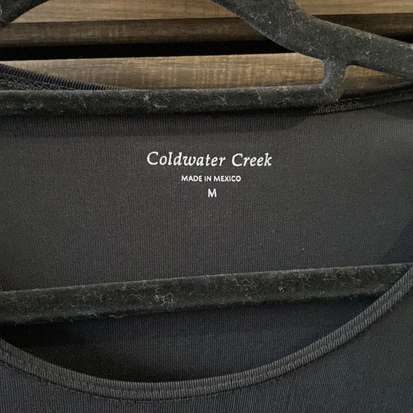 Coldwater creek blouse black bell sleeve 3/4 top size M - Picture 2 of 6